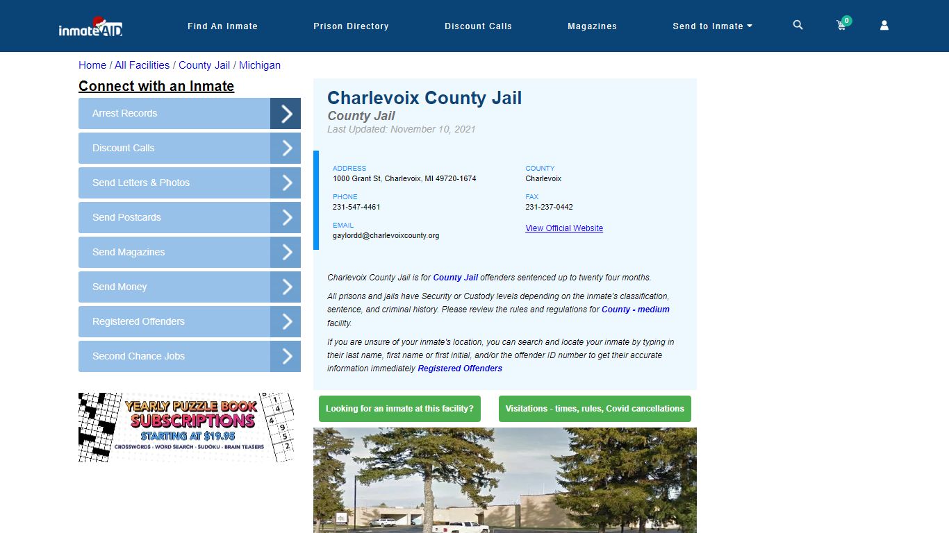 Charlevoix County Jail - Inmate Locator - Charlevoix, MI