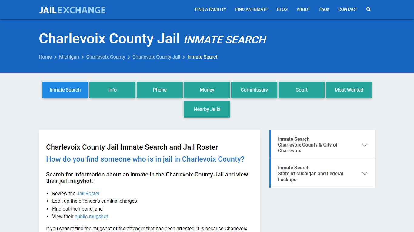 Inmate Search: Roster & Mugshots - Charlevoix County Jail, MI